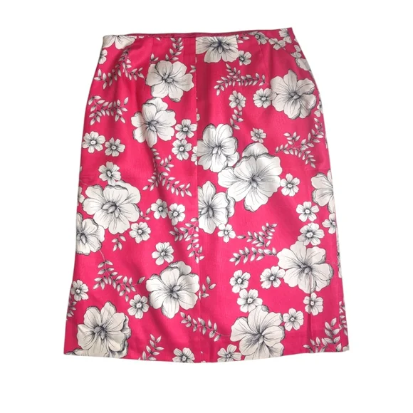 Ann Taylor LOFT 100% Silk Pink Floral Pencil Skirt Sz 6 - Picture 3 of 6